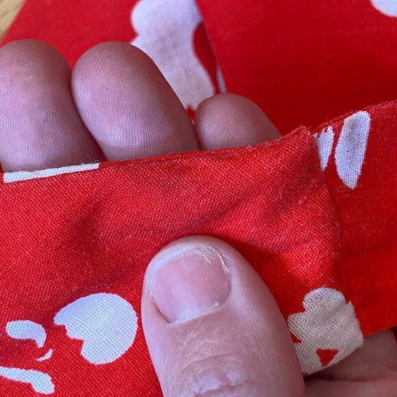 Vintage handmade red & white floral midi circle skirt sleeveless dress pockets - Picture 10 of 12